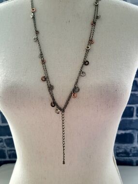 Tri-Tone Disc Lariat Necklace - Mixed Metal Women’s Jewelry